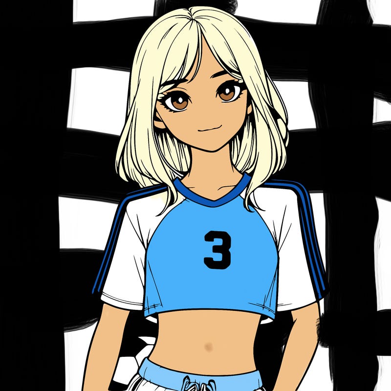 realistic girl wearing soccer jersey