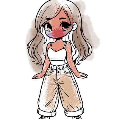 cute girl in a crop top ang baggy jeans