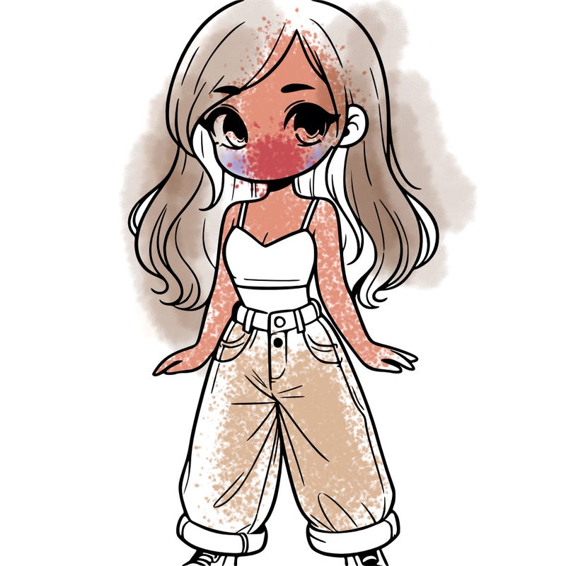 cute girl in a crop top ang baggy jeans