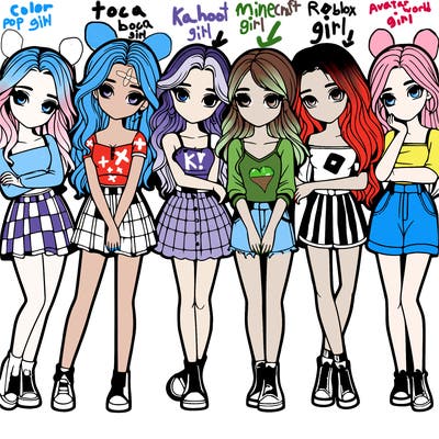 a group of girls realistic