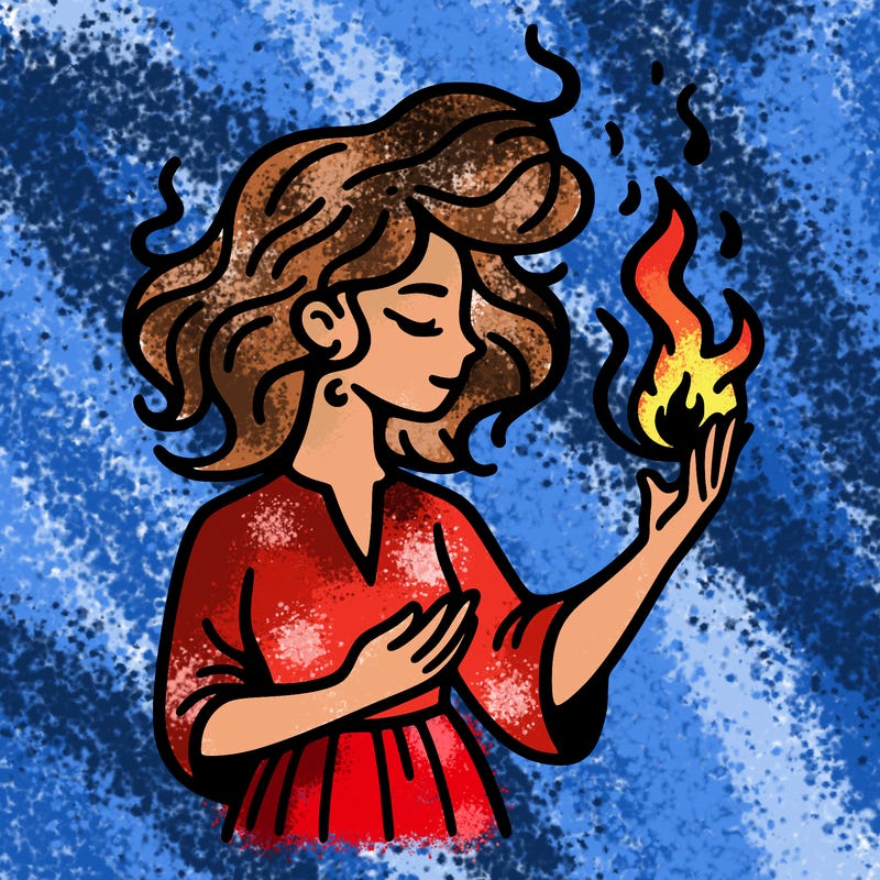 woman with fire
