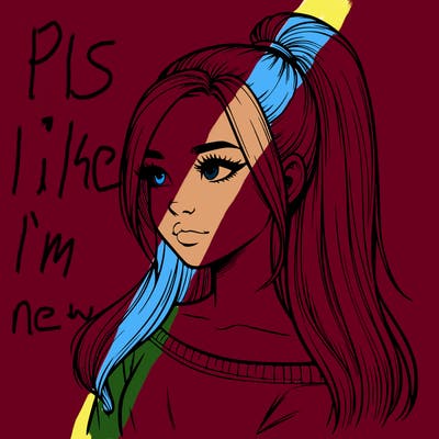 realistic girl with a high ponytail