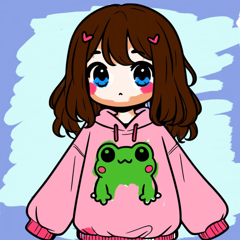 girl wearing frogging sweatshirt