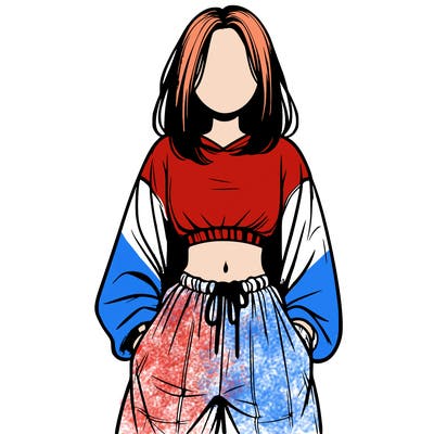 realistic girl faceless with baggy pants and a crop top