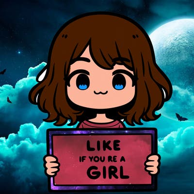 a cute girl holding a sign that says like if you’re a girl