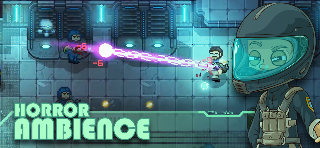 EnduranceのピクセルアートSFシューターのゲームプレイ。レーザー戦闘とホラーの雰囲気を表示。