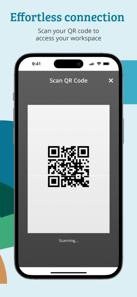 Schermata di accesso dell'app mobile TOPdesk con scanner di codici QR