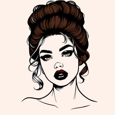 realistic girl wearing a 90s style up due and have full lips