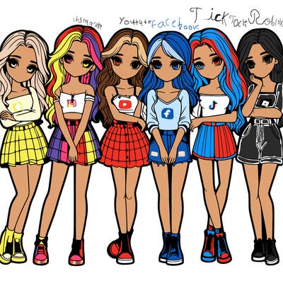a group of girls realistic