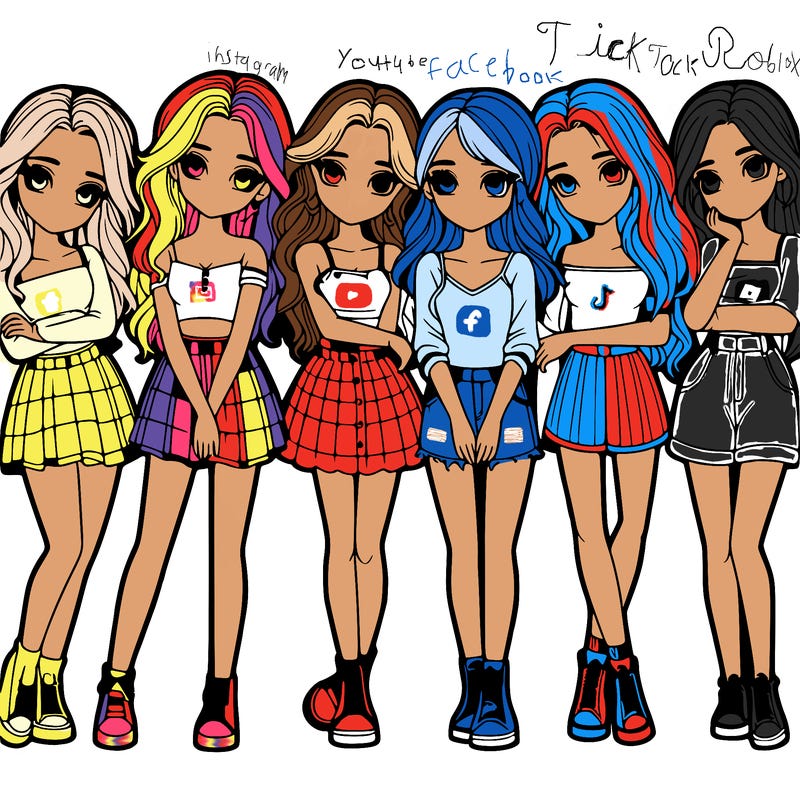 a group of girls realistic