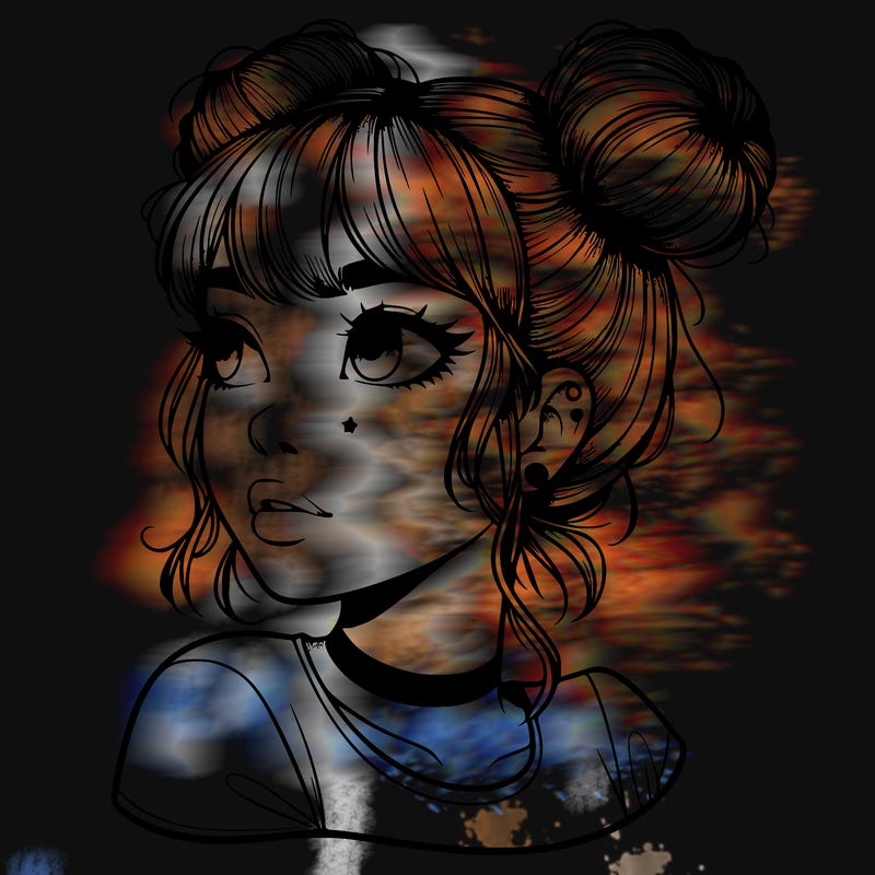 realistic girl with spacebuns