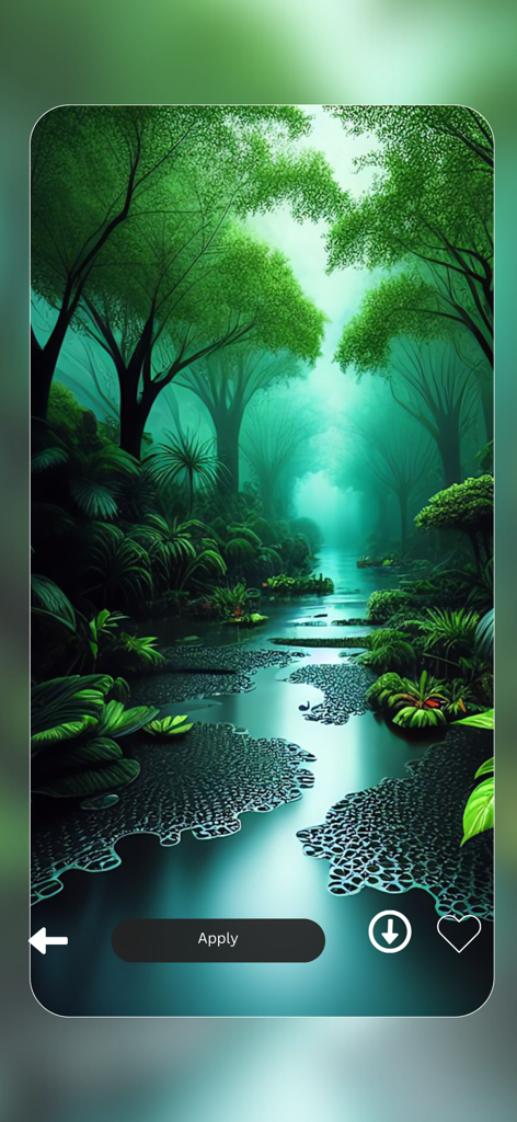 Vellum Wallpapers 4k - Vista previa de un fondo de pantalla de paisaje de bosque verde exuberante con un río en Vellum Wallpapers