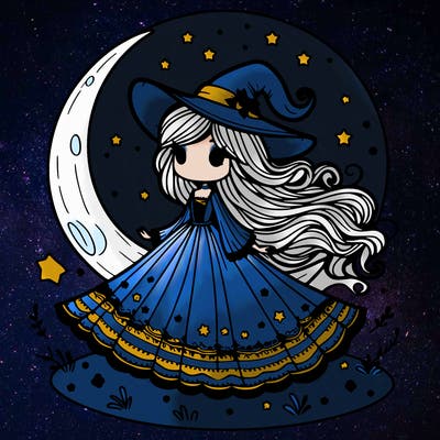 beautiful moon witch with dress