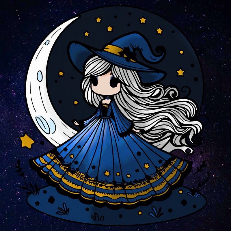 beautiful moon witch with dress