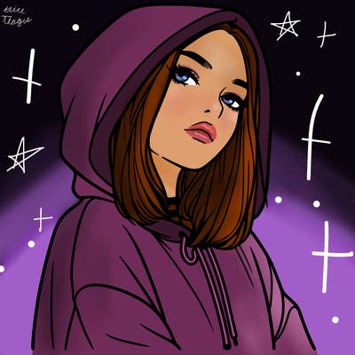 a realistic girl in a hoodie