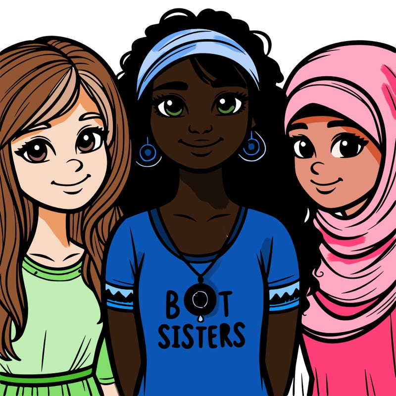 three sisters with a best sisters necklace