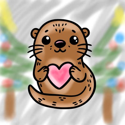 otter with a heart