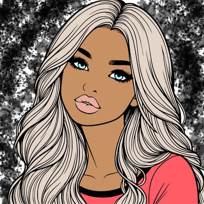 realistic girl with hair on her hair and lips
