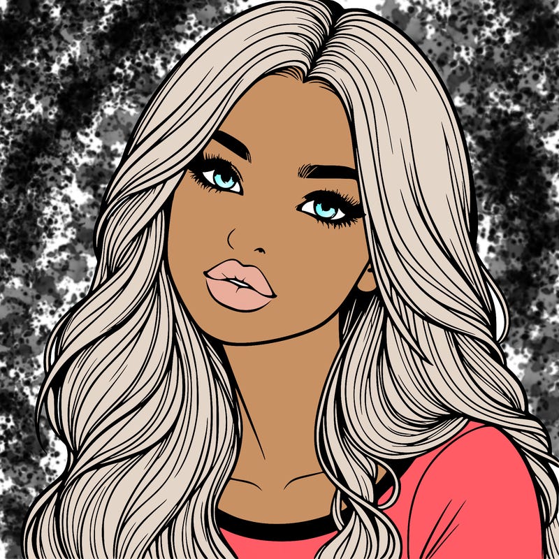 realistic girl with hair on her hair and lips