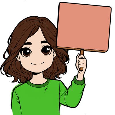 realistic girl holding up a sign