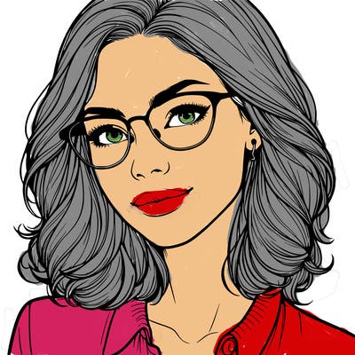 realistic woman with glasses