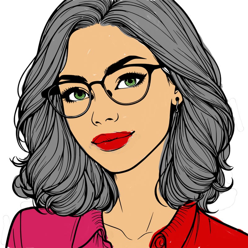 realistic woman with glasses