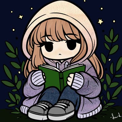 girl in oversized hoodie reading a book