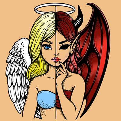 realistic angel half demon