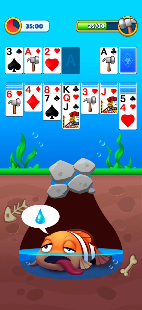 Solitaire Ocean - Juego de cartas Solitario con un minijuego de pez payaso sediento debajo de la baraja