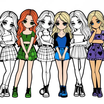 a group of girls realistic