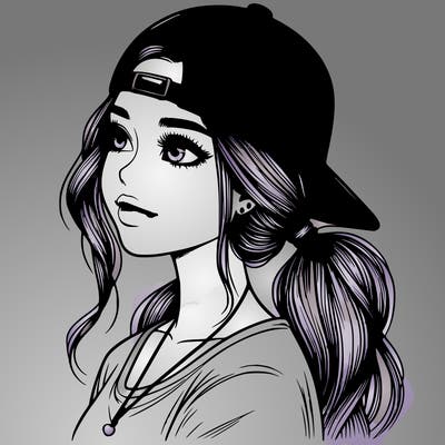 realistic girl with a backwards hat