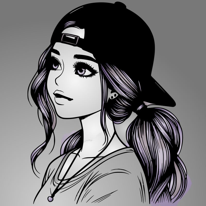 realistic girl with a backwards hat