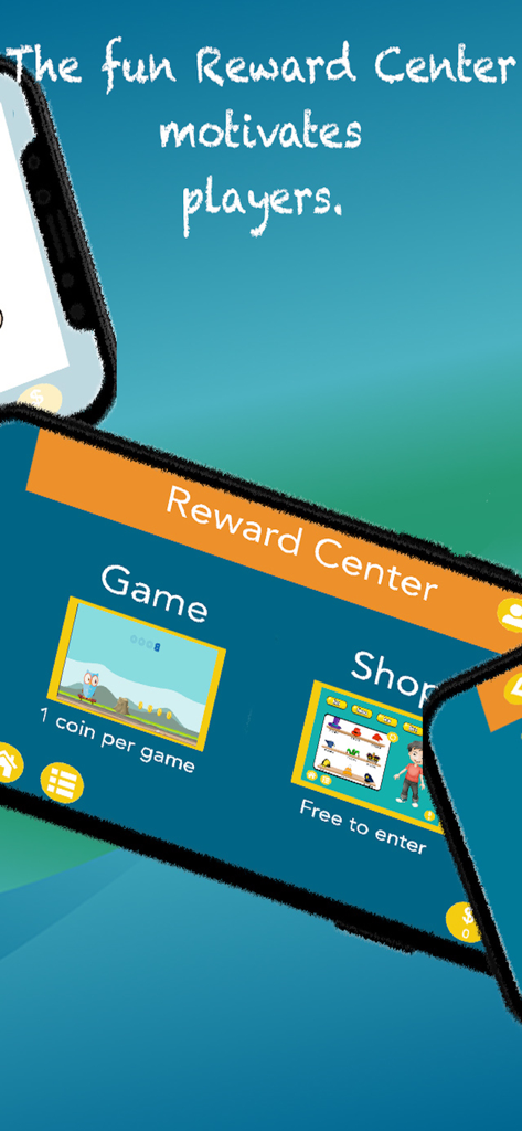 Reading Comprehension: Grade 3 - Screenshot of the Reward Center in the Reading Comprehension Grade 3 app showing game and shop options to motivate students.