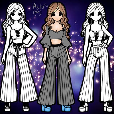 girls with flare pants and crop tops realistic