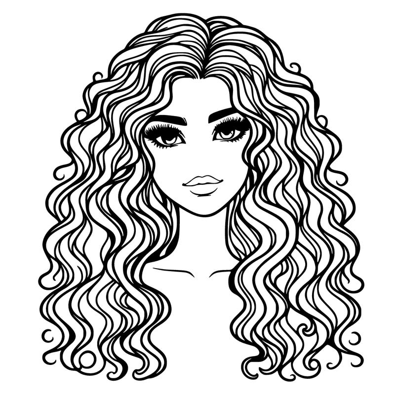 realistic beautiful woman with long curly hair