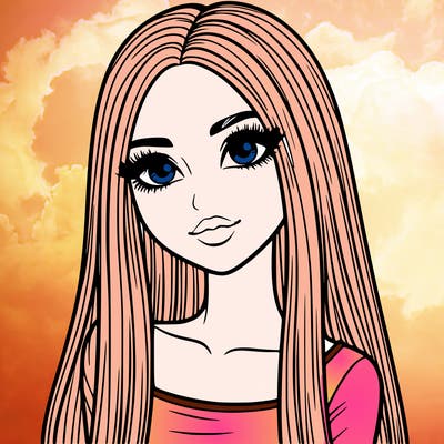 realistic girl with straight and long hair