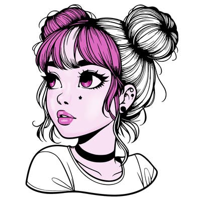 realistic girl with spacebuns