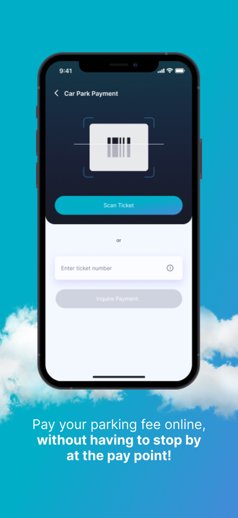 Istanbul Airport - A smartphone showing the Istanbul Airport app car park payment screen with options to scan a ticket or enter a ticket number.