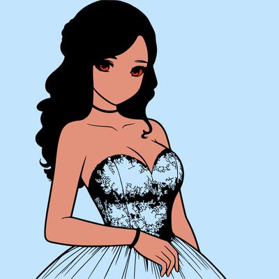 realistic girl in prom dress