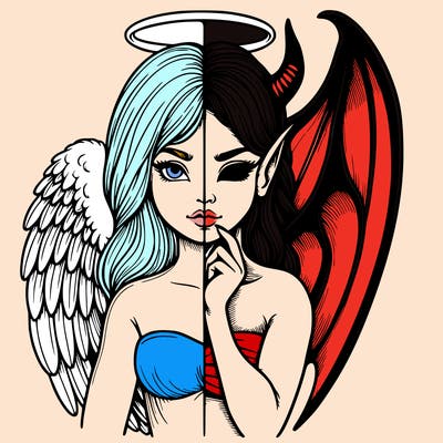 realistic angel half demon