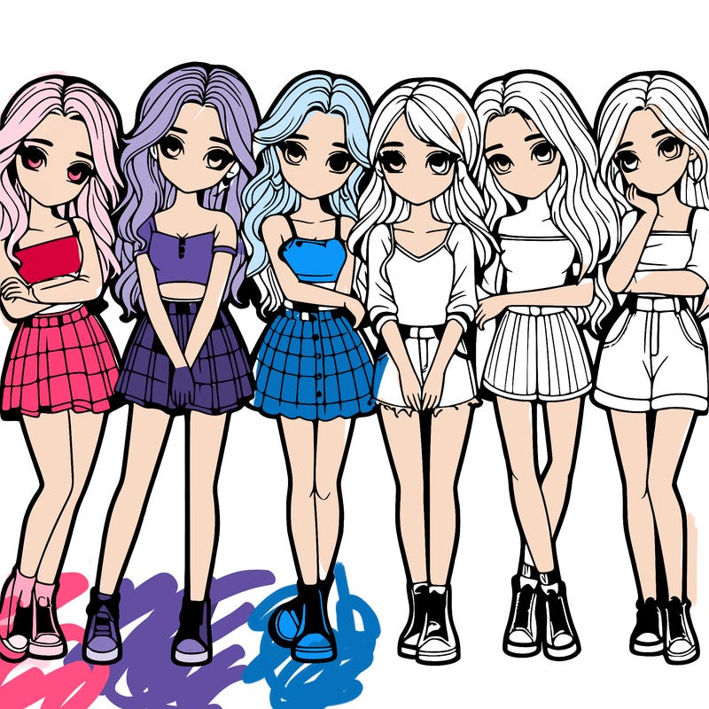 a group of girls realistic