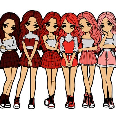a group of girls realistic