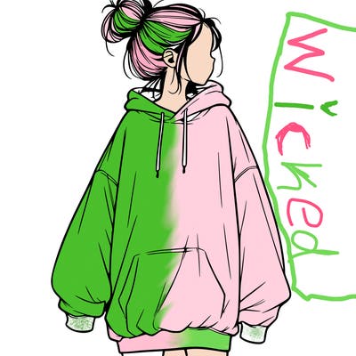 realistic girl with a oversized sweatshirt on and a bun