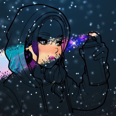 a realistic girl, spray painting