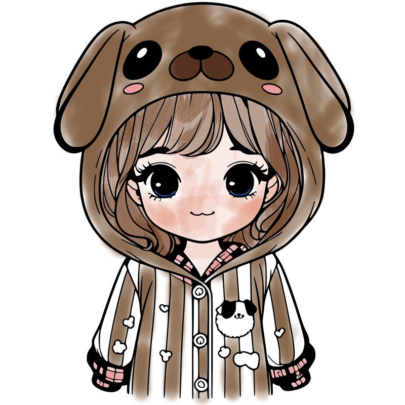 realistic girl in dog pjs