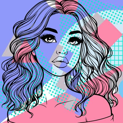 realistic girl with wavy hair and lips