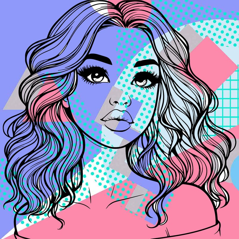 realistic girl with wavy hair and lips