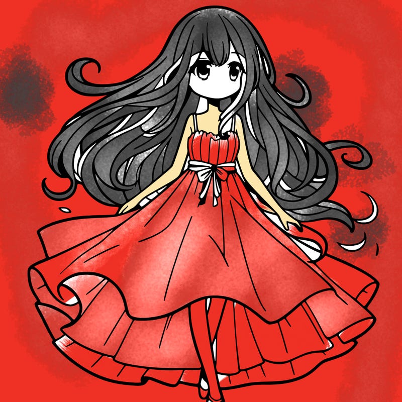 manga girl with a flowing dress
