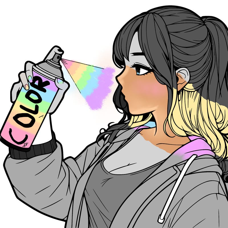 a realistic girl spray, painting