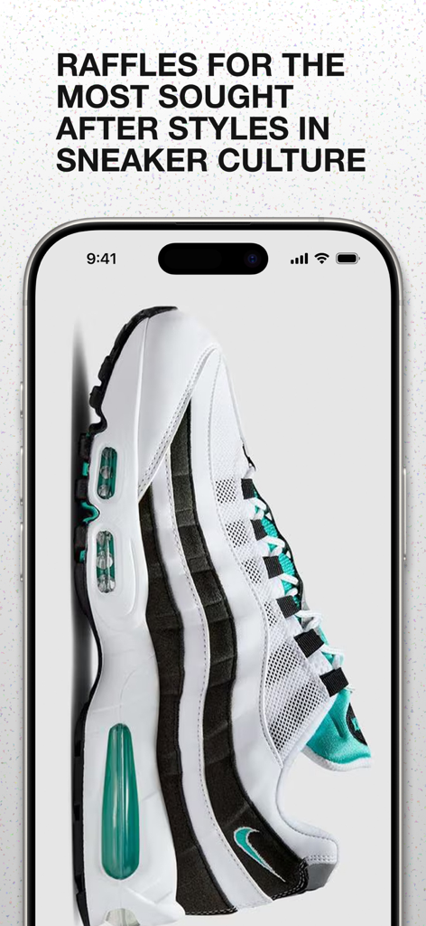 SEVENSTORE app screen promoting exclusive sneaker raffles for high-end streetwear footwear.